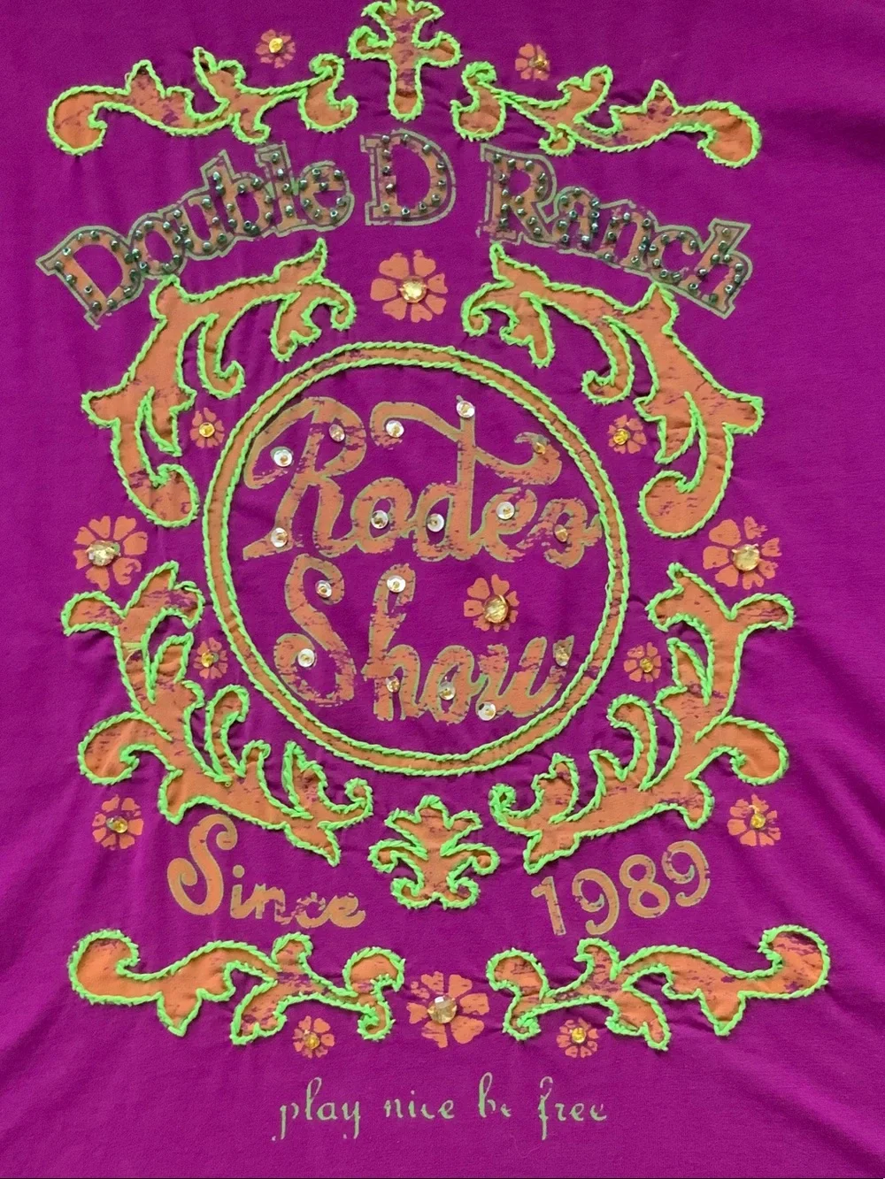 Double D Ranch Magenta Embroidered Short Sleeve Tee - Picture 3 of 8
